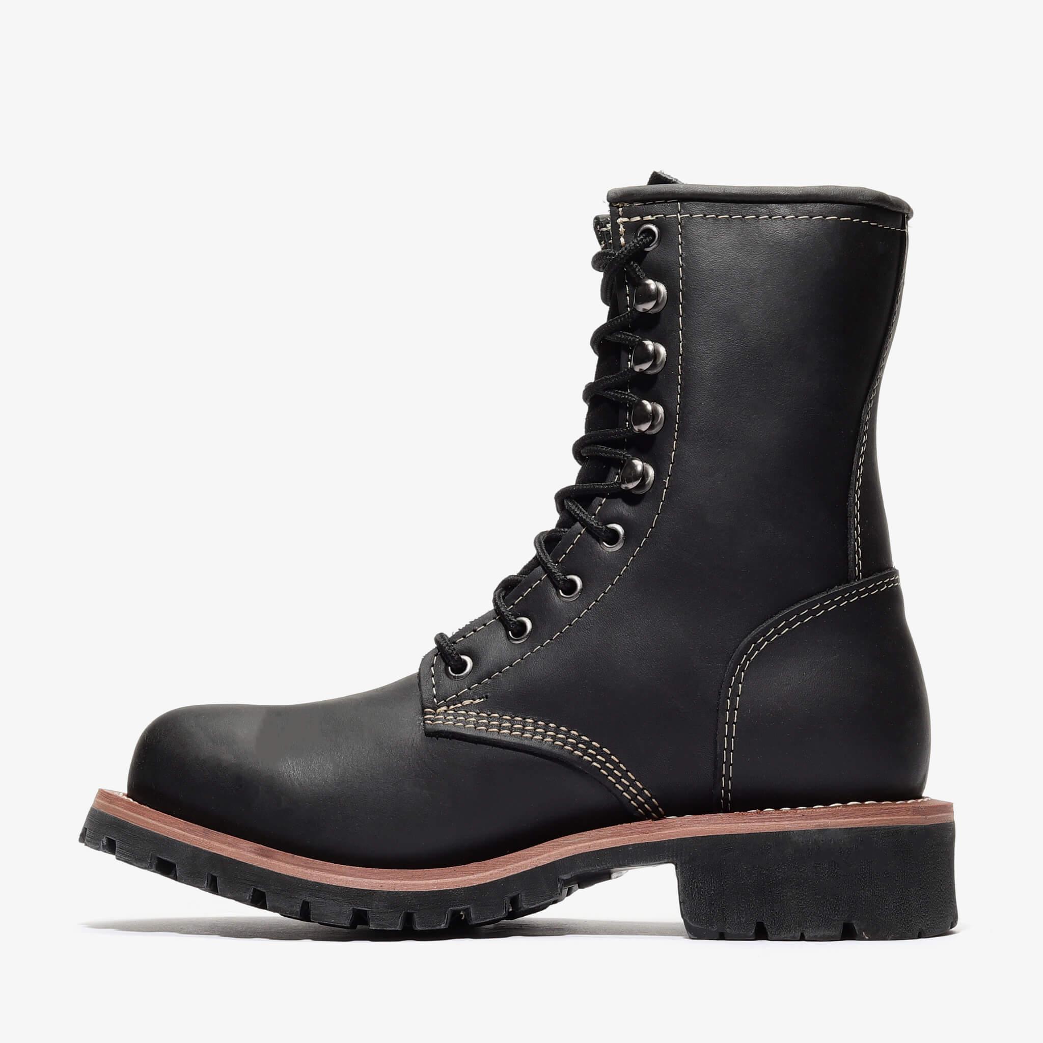 Black steel toe logger boots online