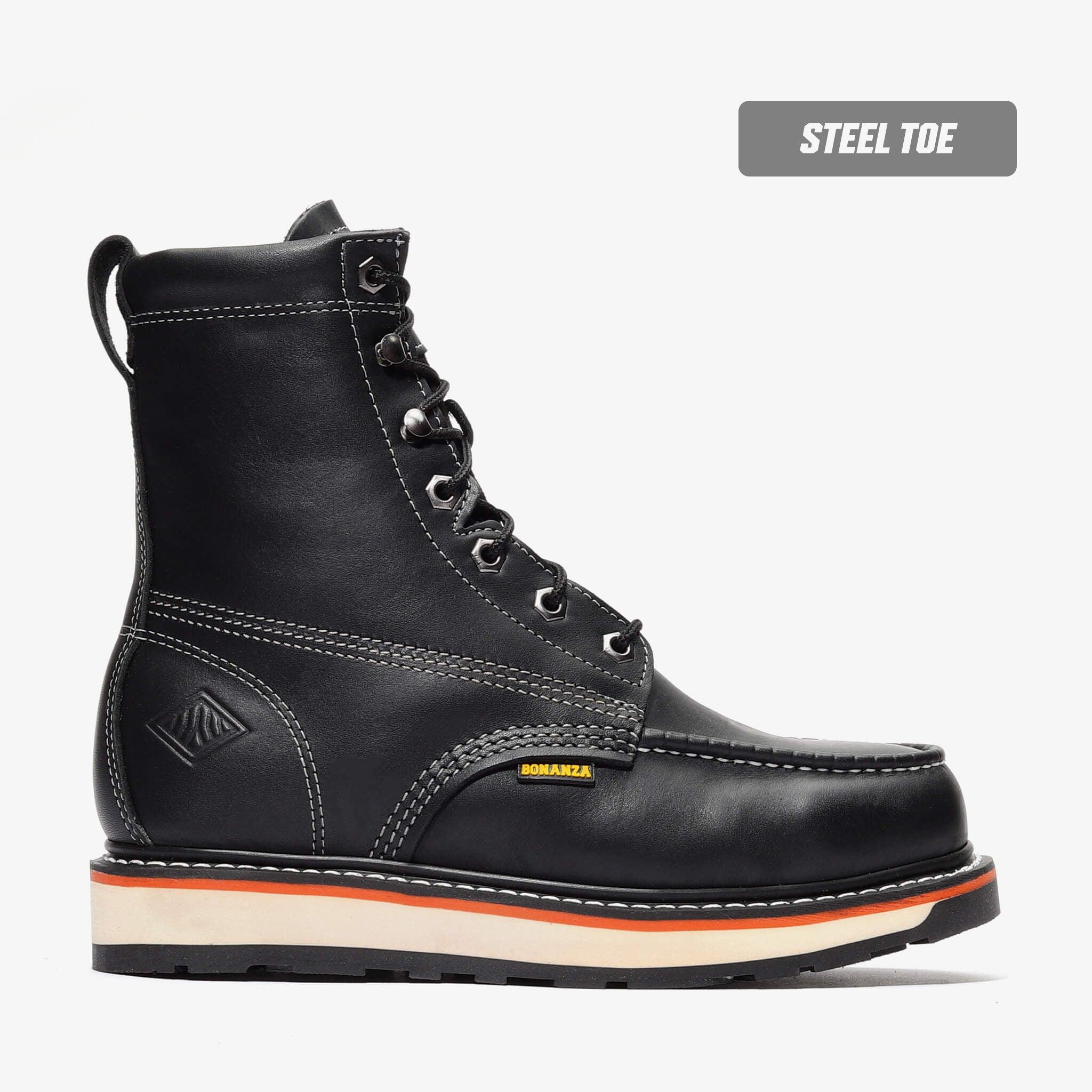 8 inch black steel toe boots online